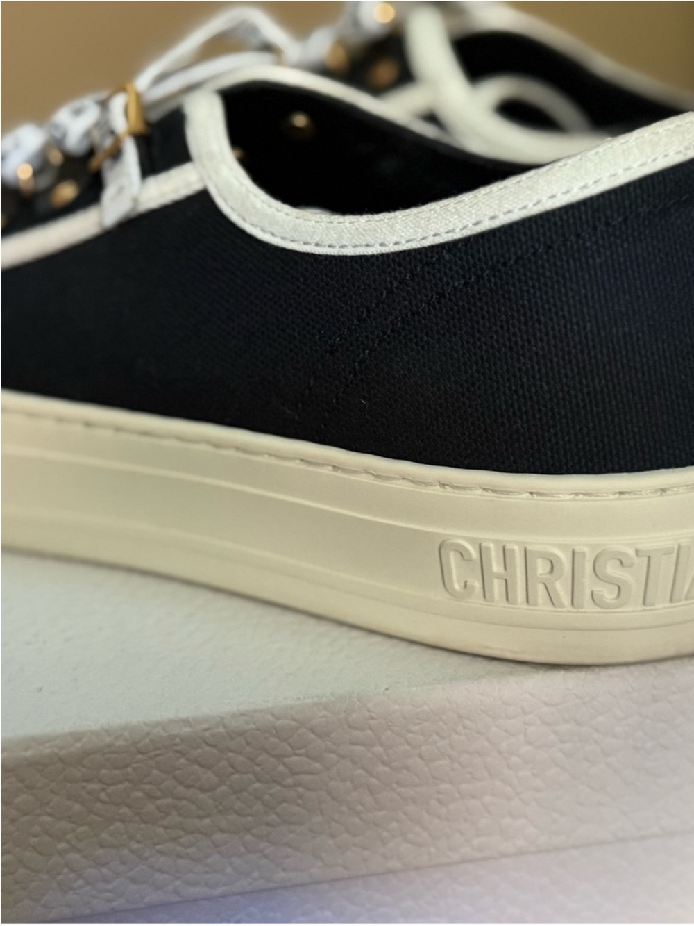 Authentic Christian Dior Walk'n'Dior Black Canvas Low-Top Sneakers / Size 8 EUC - Picture 3 of 9